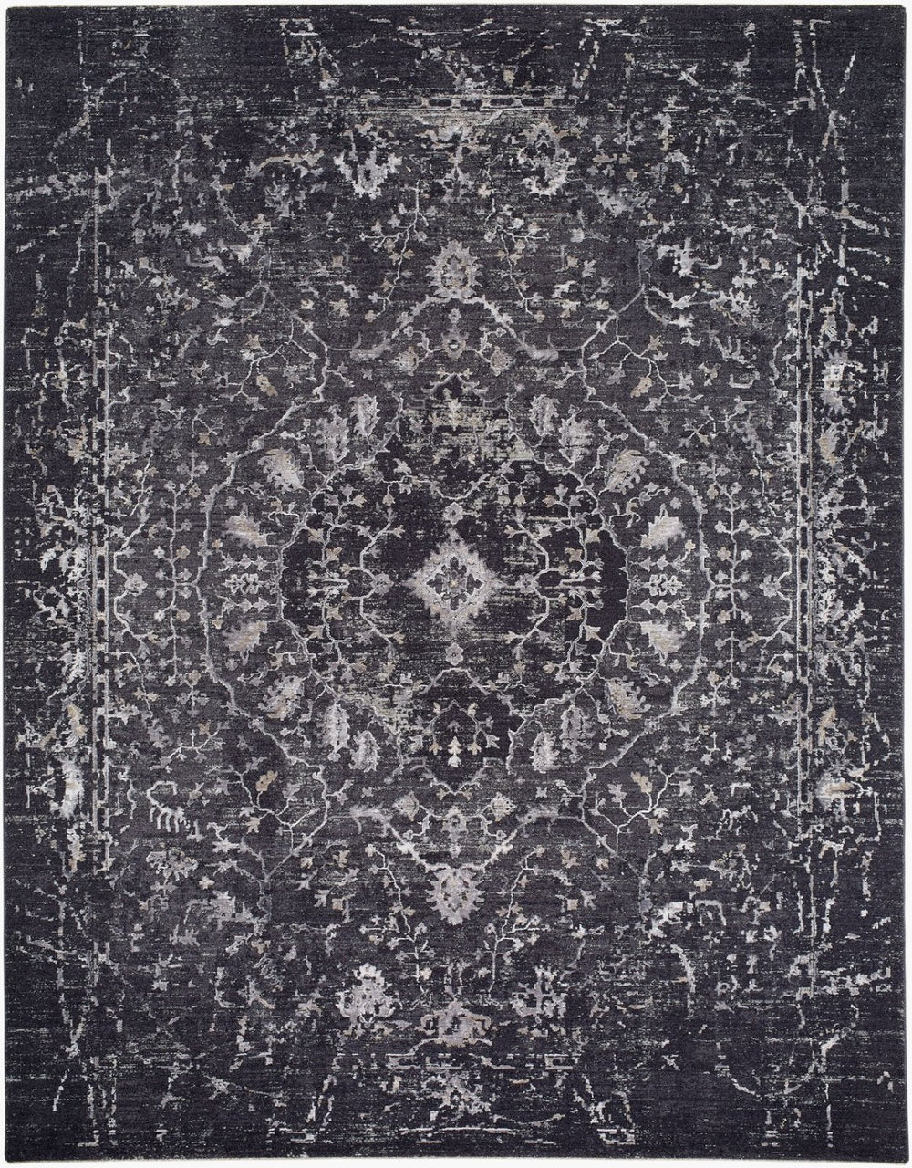 Livabliss Gakko Machine Woven Polyester Area Rug with Fringe Traditional Pattern for Living Rooms Black, Gray 2'7" x 3'11" GKK2311-27311