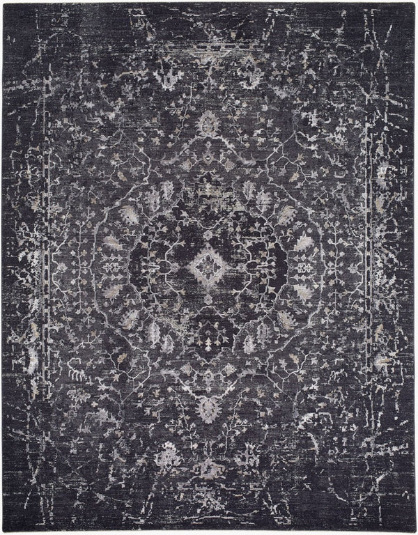 Livabliss Gakko Machine Woven Polyester Area Rug with Fringe Traditional Pattern for Living Rooms Black, Gray 2'7" x 3'11" GKK2311-27311