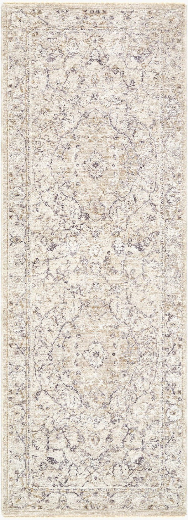 Livabliss Gakko Machine Woven Polyester Area Rug with Fringe for Living and Dining Rooms Charcoal, Ivory 2'7" x 10' GKK2312-2710