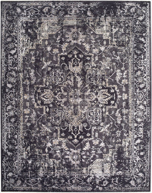 Livabliss Gakko Medallion Polyester Area Rug Turkish Woven Fringe Border Living Room Accent Black, Gray 9' x 12'2" GKK2313-9122
