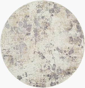 Livabliss Gakko Machine Woven Polyester Area Rug with Fringe Industrial Rustic Living Room Anchor Cream, Charcoal 5'3" x 5'3" GKK2316-53RD