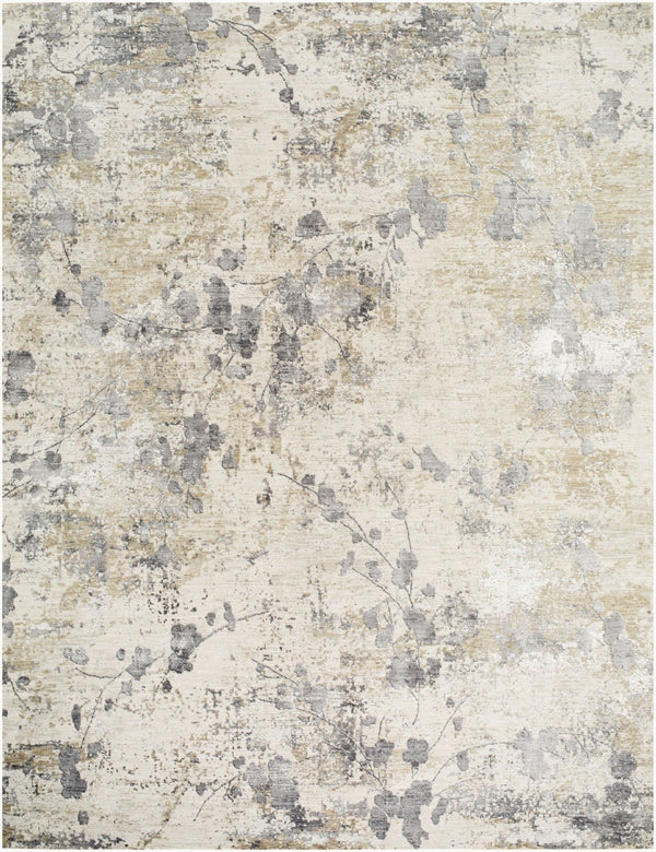 Livabliss Gakko Machine Woven Polyester Area Rug with Fringe Industrial Rustic Living Room Anchor Cream, Charcoal 6'7" x 9'6" GKK2316-6796