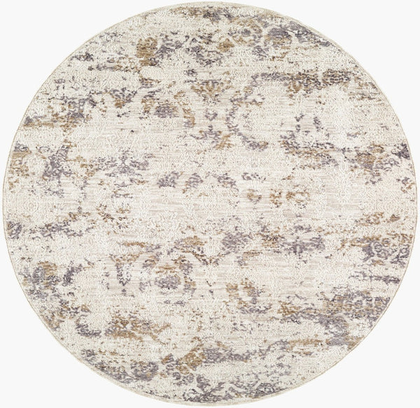 Livabliss Gakko Machine Woven Polyester Area Rug with Fringe Rustic Industrial Living Room Accent Charcoal, Cream 7'10" x 7'10" GKK2317-710RD