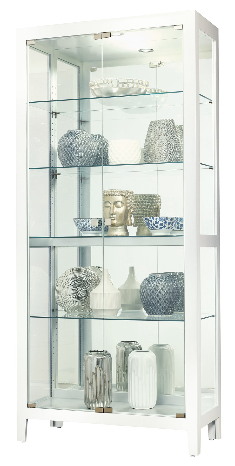 Hekman Furniture 680733 Danica Iv Curio - Gloss White Display Cabinet With Glass Shelves, Led Light & Adjustable Levels Gloss White Danica Iv Curio 680733