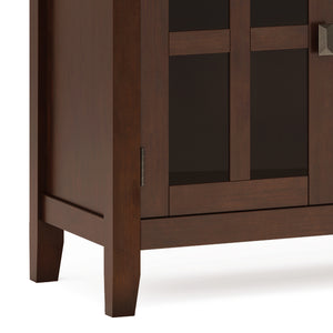 English Elm Artisan Solid Wood 4-Door Sideboard Buffet In Rich Russet Brown – Timeless Craftsmanship & Storage Solution B136P158430