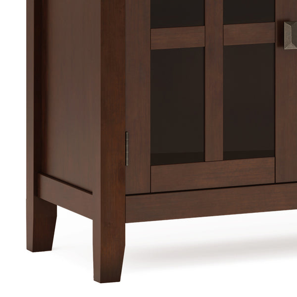 English Elm Artisan Solid Wood 4-Door Sideboard Buffet In Rich Russet Brown – Timeless Craftsmanship & Storage Solution B136P158430