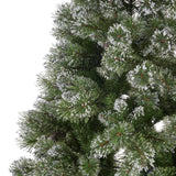 Christopher Knight Home® - Noble House - 7-foot Cashmere Pine and Mixed Needles Unlit Hinged Artificial Christmas Tree with Snow and Glitter Branches and Frosted Pinecones