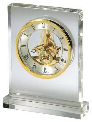 Hekman Furniture 645682 Prestige Crystal Table Clock - Elegant Brass Skeleton Movement With Roman Numerals & Quartz  Prestige Tabletop Clock 645682