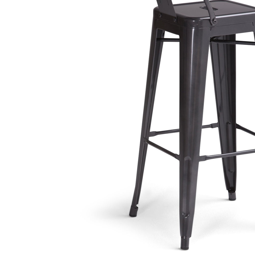 English Elm Rayne 30" Metal Bar Stool Set Of 2 - Industrial Style Grey Stools For Kitchen & Living Spaces B136P159498-GIGA