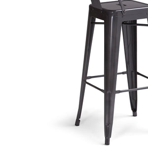 English Elm Rayne 30" Metal Bar Stool Set Of 2 - Industrial Style Grey Stools For Kitchen & Living Spaces B136P159498-GIGA