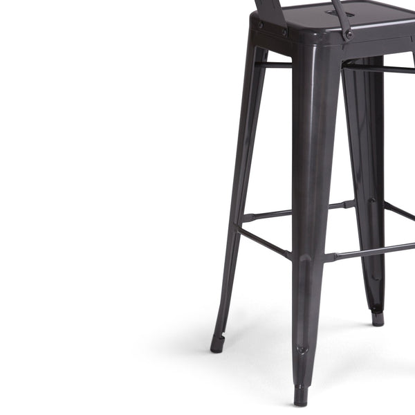 English Elm Rayne 30" Metal Bar Stool Set Of 2 - Industrial Style Grey Stools For Kitchen & Living Spaces B136P159498-GIGA