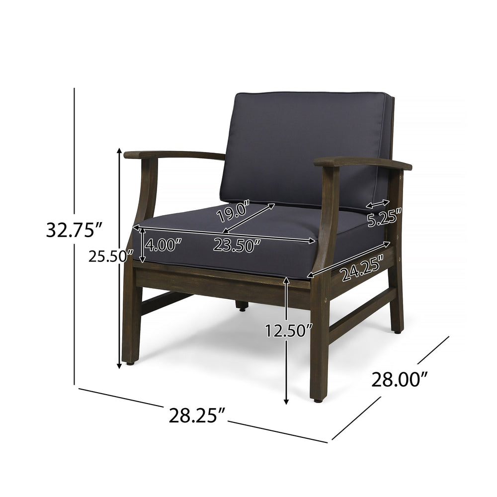 English Elm Perla Solid Acacia Outdoor Club Chair Slatted Hardwood Frame Resort Patio Seat 61442.00GDGRY-61442.00GDGRY