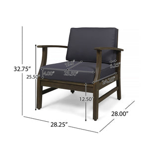 English Elm Perla Solid Acacia Outdoor Club Chair Slatted Hardwood Frame Resort Patio Seat 61442.00GDGRY