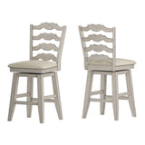 Homelegance By Top-Line Juliette French Ladder Back Counter Height Swivel Stool White Rubberwood