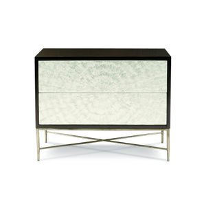 Bernhardt Bernhardt Adagio Bachelor's Chest With Capiz Fronts, Espresso Cherry, Bronze Steel Base, Modern Luxe 353230