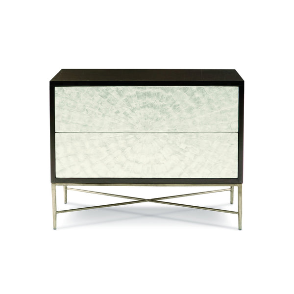 Bernhardt Bernhardt Adagio Bachelor's Chest With Capiz Fronts, Espresso Cherry, Bronze Steel Base, Modern Luxe 353230