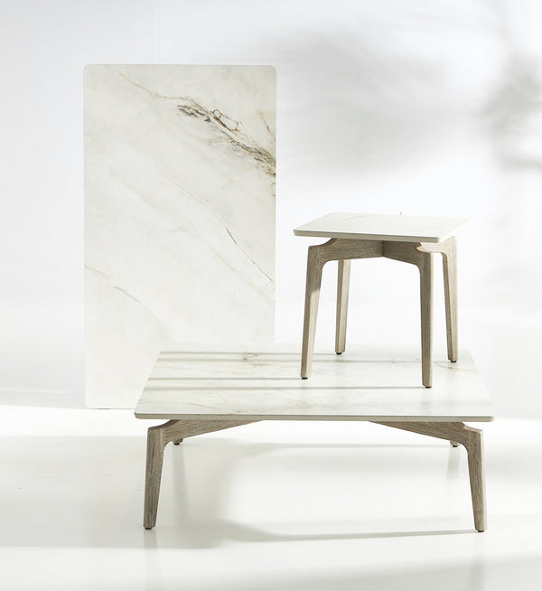 Bernhardt Bernhardt Teak & Vasta Stone Cocktail Table — Low-Profile Outdoor Centerpiece With Sea Oat Finish And Stainless Glides X09023