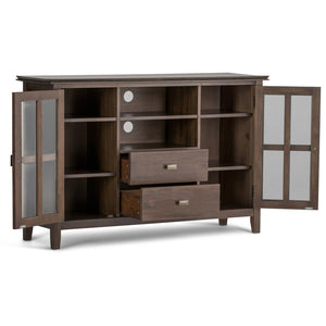 English Elm Artisan Tall Tv Media Stand - Handcrafted Solid Wood In Natural Aged Brown With Ample Storage Options B136P158703