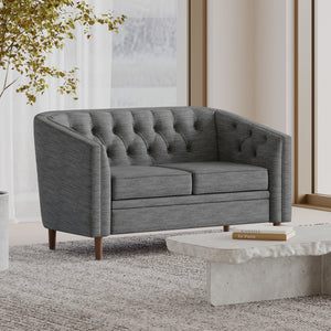 English Elm Christopher Knight Home® - LOVESEAT Diamond-Tufted PU Upholstery with Button Stitching, Tapered Birch Legs, Contemporary Chic Charcoal 72248.00FCHAR