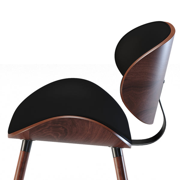 English Elm Marana Dining Chair - Stylish Black Mid-Century Modern Design With Comfortable Vegan Leather Seat B136P158911