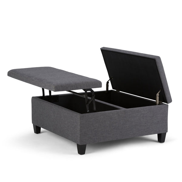 English Elm Ellis Coffee Table Storage Ottoman - Versatile Slate Grey Upholstered Design For Modern Living Spaces B136P159163
