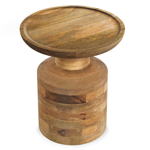 English Elm Haynes Solid Mango Accent Table – Handcrafted Sculptural Wood End Table, Boho Style, Multipurpose Light Brown B136P158440