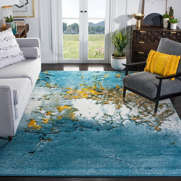 Safavieh Glacier 125 Power Loomed Contemporary Rug Blue / Gold GLA125M-220