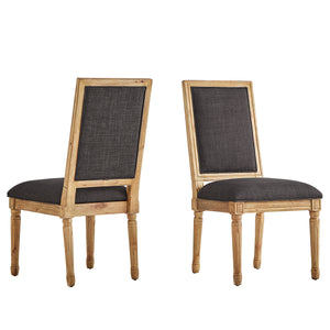 Homelegance By Top-Line Mayer Rectangular Linen and Wood Dining Chairs (Set of 2) Dark Grey Rubberwood