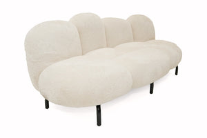 VIG Furniture Glaster Plush White Sherpa 88" Bubble Sofa — Sculptural Contemporary Design, Cozy Luxe Seating VGODZW-20036-WHT-S