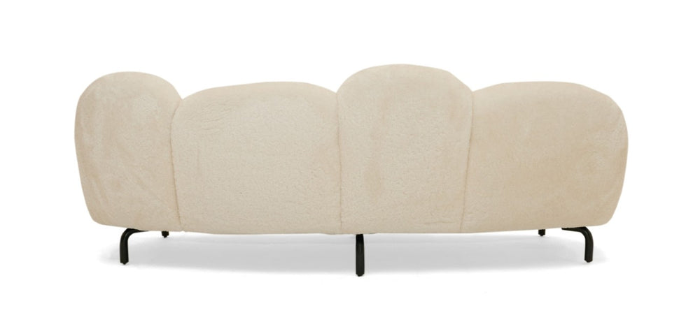 VIG Furniture Glaster Plush White Sherpa 88" Bubble Sofa — Sculptural Contemporary Design, Cozy Luxe Seating VGODZW-20036-WHT-S