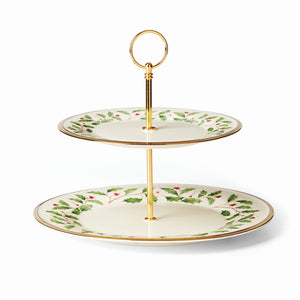 Lenox Holiday 2-Tiered Server Red & Green, IVORY PORCELAIN 893490