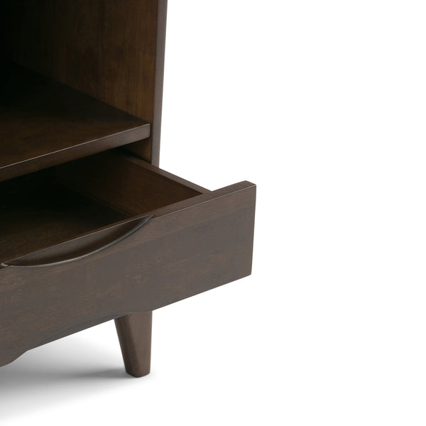 English Elm Harper Bookcase With Adjustable Shelves & Drawer - Mid-Century Modern Walnut Brown Storage Solution B136P158167