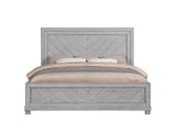 Steve Silver Montana King Bed in Gray Acacia Veneers - Chevron Patterned Headboard & Footboard - Solid Construction