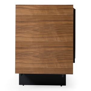 VIG Furniture Glencoe Mid-Century Walnut Buffet With Grey Glass Panel, Angled Doors & Versatile Storage (92) VGBBMK2005SB-BUFF