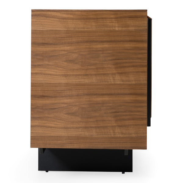 VIG Furniture Glencoe Mid-Century Walnut Buffet With Grey Glass Panel, Angled Doors & Versatile Storage (92) VGBBMK2005SB-BUFF