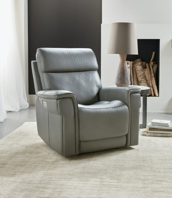 Hooker Furniture Lyra Zero Gravity Recliner In Sahara Sandalwood Leather With Power Headrest, Lumbar & Usb Port Medium Gray SS608-PHZL1-093