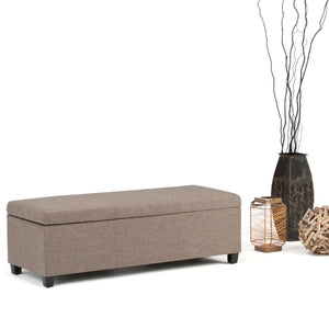 English Elm Avalon Storage Ottoman Bench - Stylish Fawn Brown Fabric, Smart Storage & Comfortable Seating Solution B136P158634