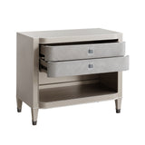 Zoey 2 Drawer Nightstand with Open Shelf and Wireless Charger Silver P344141 Pulaski Furniture