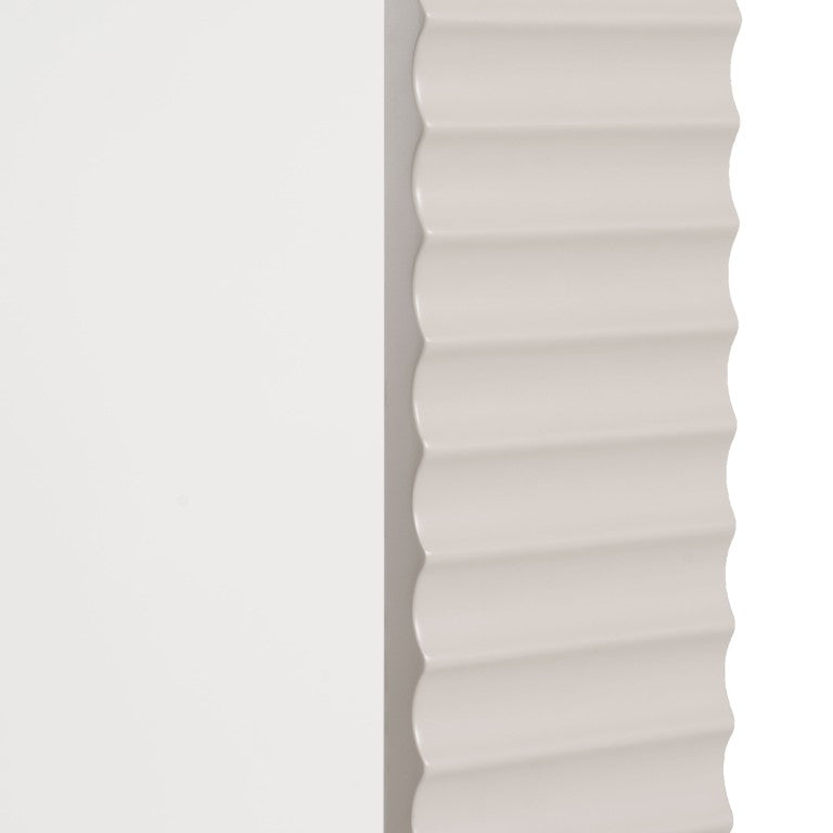 VIG Furniture Glinda Matte Beige Full-Length Mirror 79" Tall With Wave-Textured Solid Wood Frame, Versatile Mounting VGHB429G2-BGE