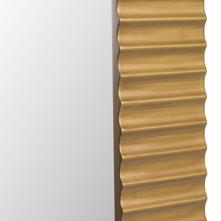 VIG Furniture Glinda Brushed Brass Floor Mirror — Modern Rectangular Solid Wood Frame, Versatile Vertical/Lean VGHB429G2-BRS