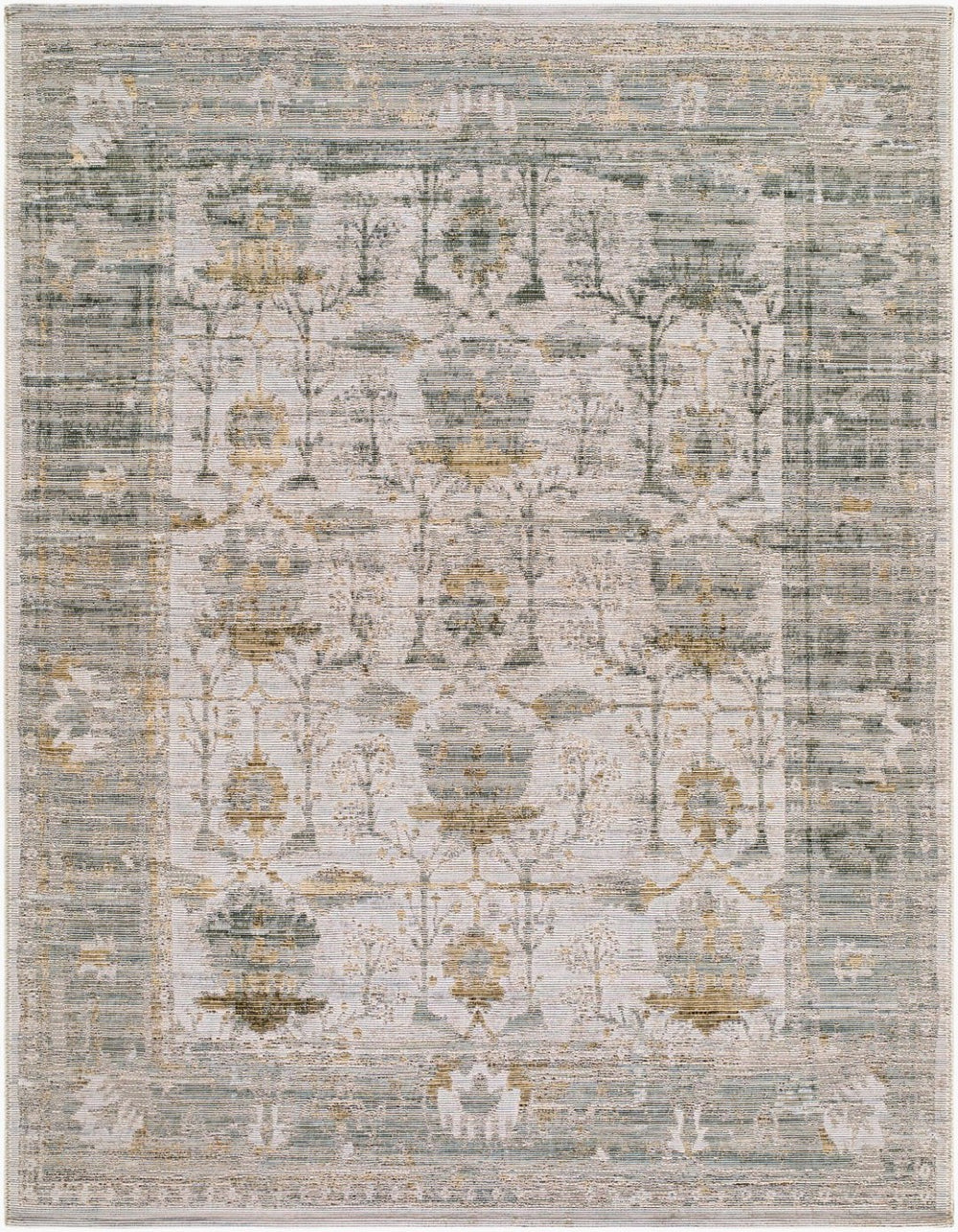 Livabliss Goblen Flatweave Area Rug Egypt Woven Wool Blend Traditional Pattern for Living Room Sage, Ivory 7'10" x 10' GLN2301-71010