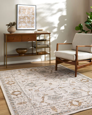 Livabliss Goblen Flatweave Area Rug Egypt Woven Wool Cotton Blend Traditional Living Room Ivory, Sage 5'3" x 7'1" GLN2302-537