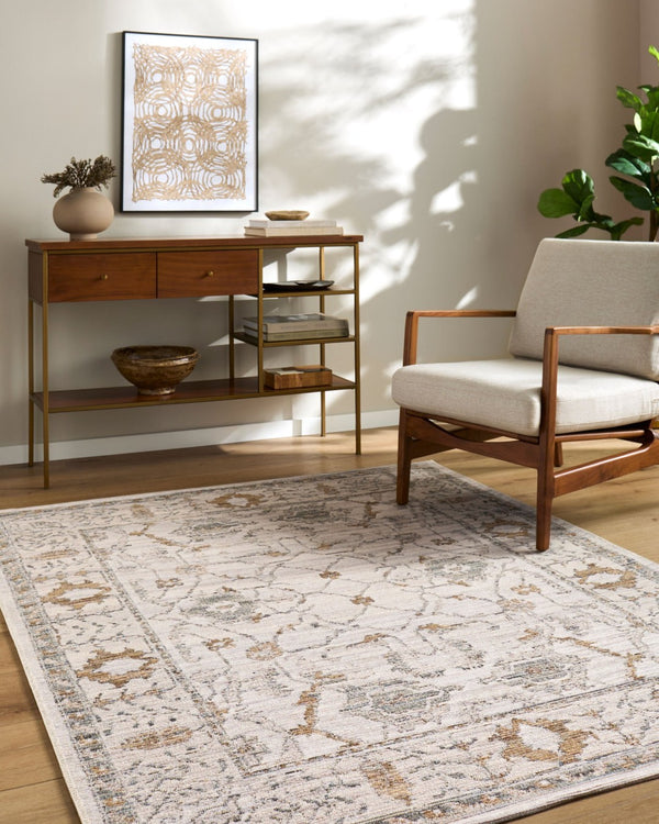 Livabliss Goblen Flatweave Area Rug Egypt Woven Wool Cotton Blend Traditional Living Room Ivory, Sage 5'3" x 7'1" GLN2302-537