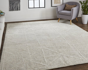 Feizy Rugs Alford Hand Knotted Wool Rug – Ultra-soft, Neutral Geometric Design For Contemporary Spaces Ivory,Tan Wool Alf6921fivybgej55