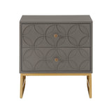 Homelegance By Top-Line Bellamy Arched Diamond Gold Metal End Table Grey Engineered Wood