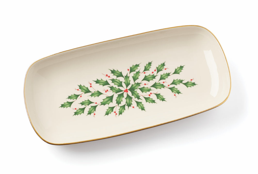 Lenox Hosting The Holidays Bread Tray Red & Green, IVORY PORCELAIN 869997