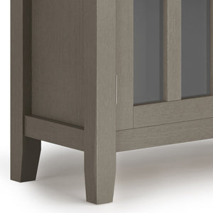 English Elm Artisan Low Storage Cabinet In Farmhouse Grey - Versatile Handcrafted Design With Glass Doors & Shelves B136P158393