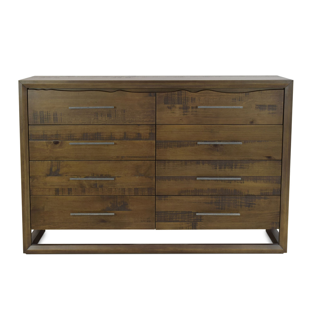 English Elm Steve Silver - Lofton Rustic Brown Dresser with Live Edge Top, Hammered Nickel Hardware, Smooth Metal Glides, Mocha Wood Finish (62.6" L) B081P157794