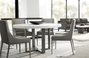 Bernhardt Bernhardt Logan Square Round Cast Concrete Dining Table, Bone Top & Gray Mist Steel Base, 54" K1416