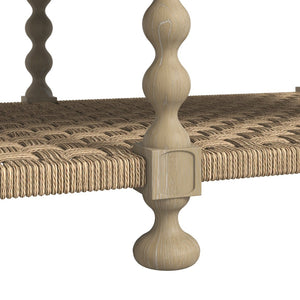 A.R.T. Furniture Haven Rustic Rectangular Cocktail Table with Woven Rattan Shelf and Elegant Turned Legs for Storage 339300-2325